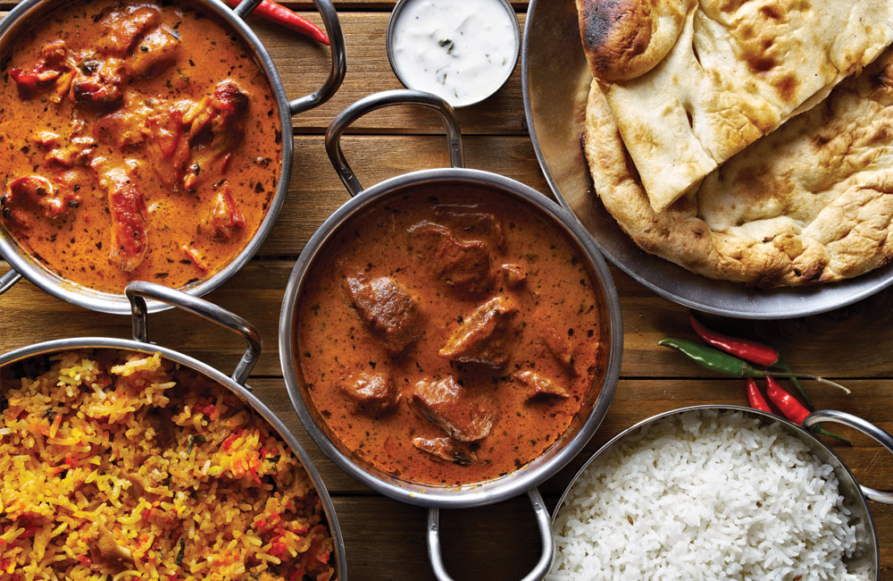 Herb N Spice Takeaway - collection of Indian curries, boiled rice and nan bread
